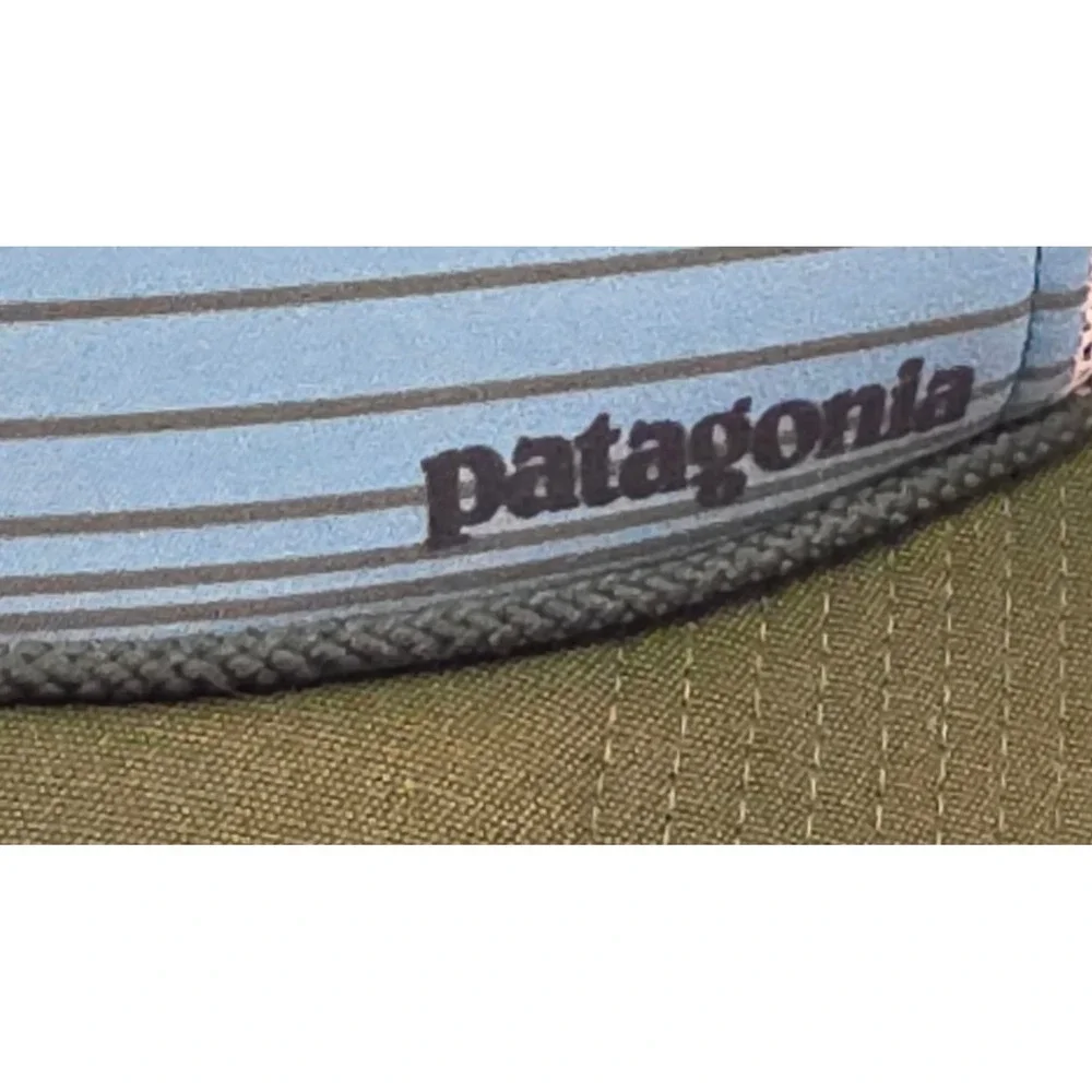 Patagonia Striped Mesh Trucker Hat Green Blue Yellow‎ Adult Strapback Cap